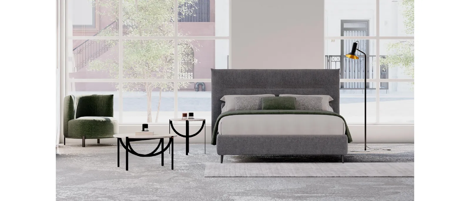 Letto in tessuto imbottito Ken di Divaletti Home