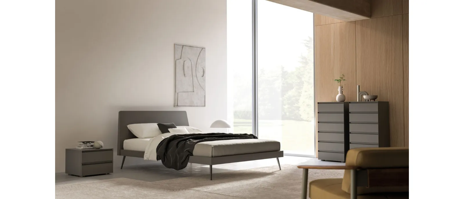 Letto Olivia Night 25 in laccato opaco Tufo di Orme