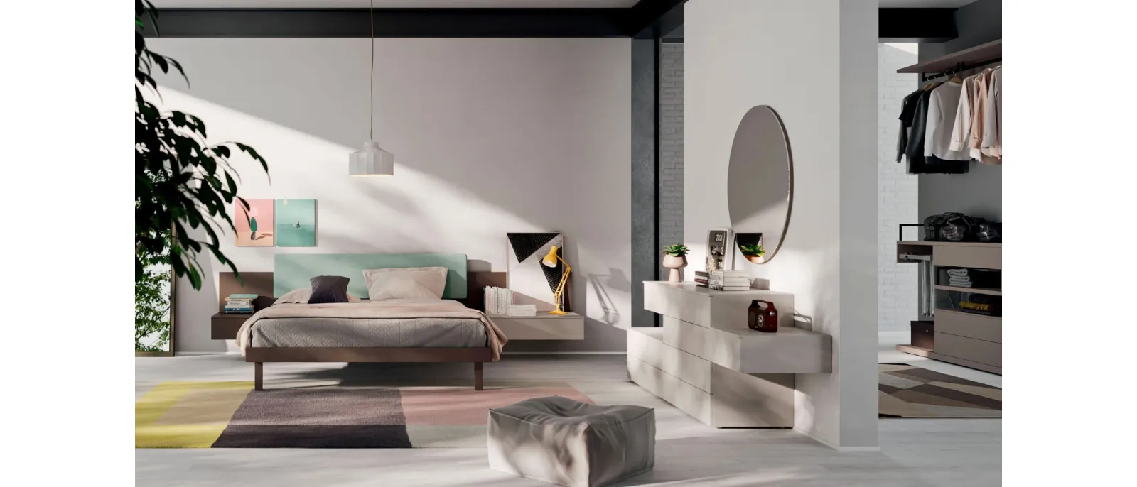 Letto con pannello in tessuto Diska di Orme
