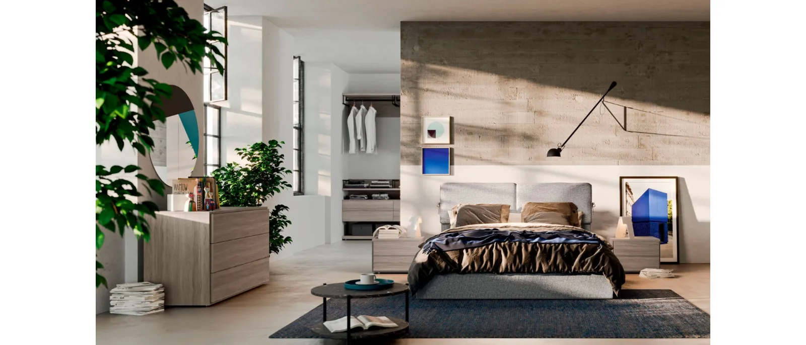 Letto imbottito in tessuto Lenox di Orme