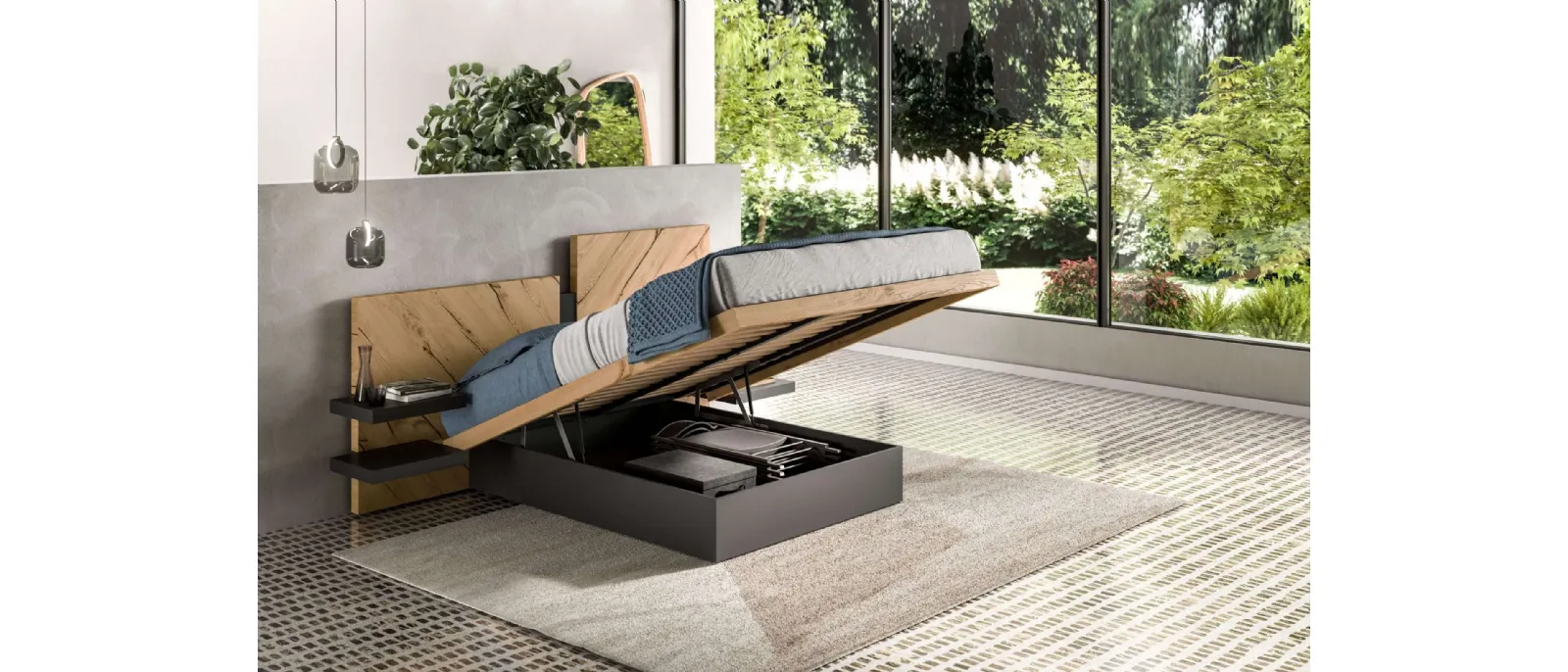 Letto con box contenitore Nazarè di Ozzio