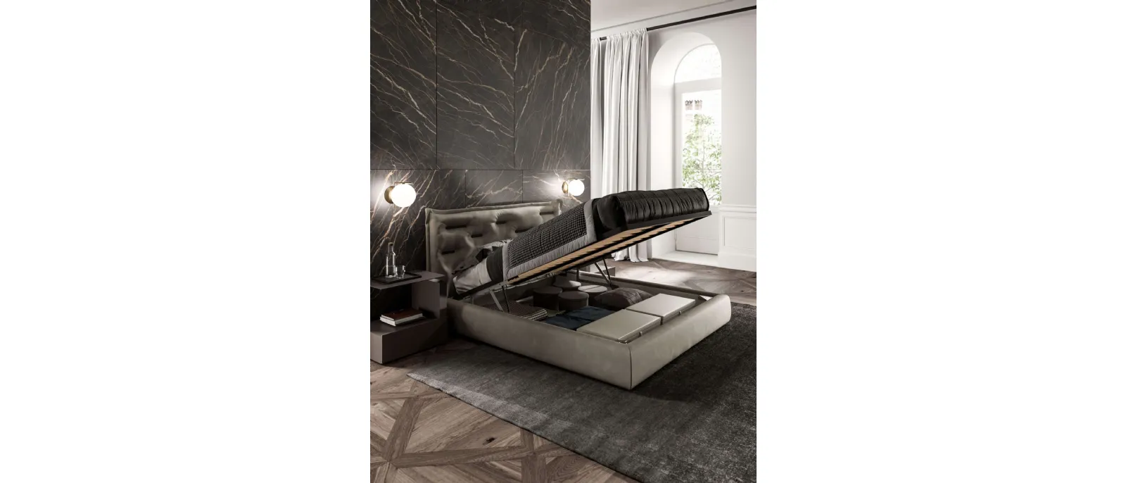 Letto con box contenitore Saona di Ozzio