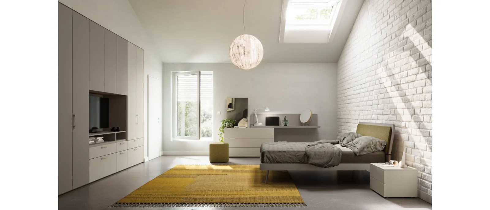 Letto matrimoniale finitura Platino con cuscino imbottito Scudo Night 17 di Orme