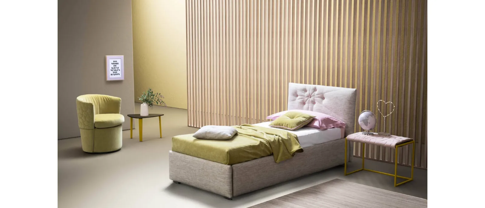 Letto moderno singolo imbottito Bloom di Bside