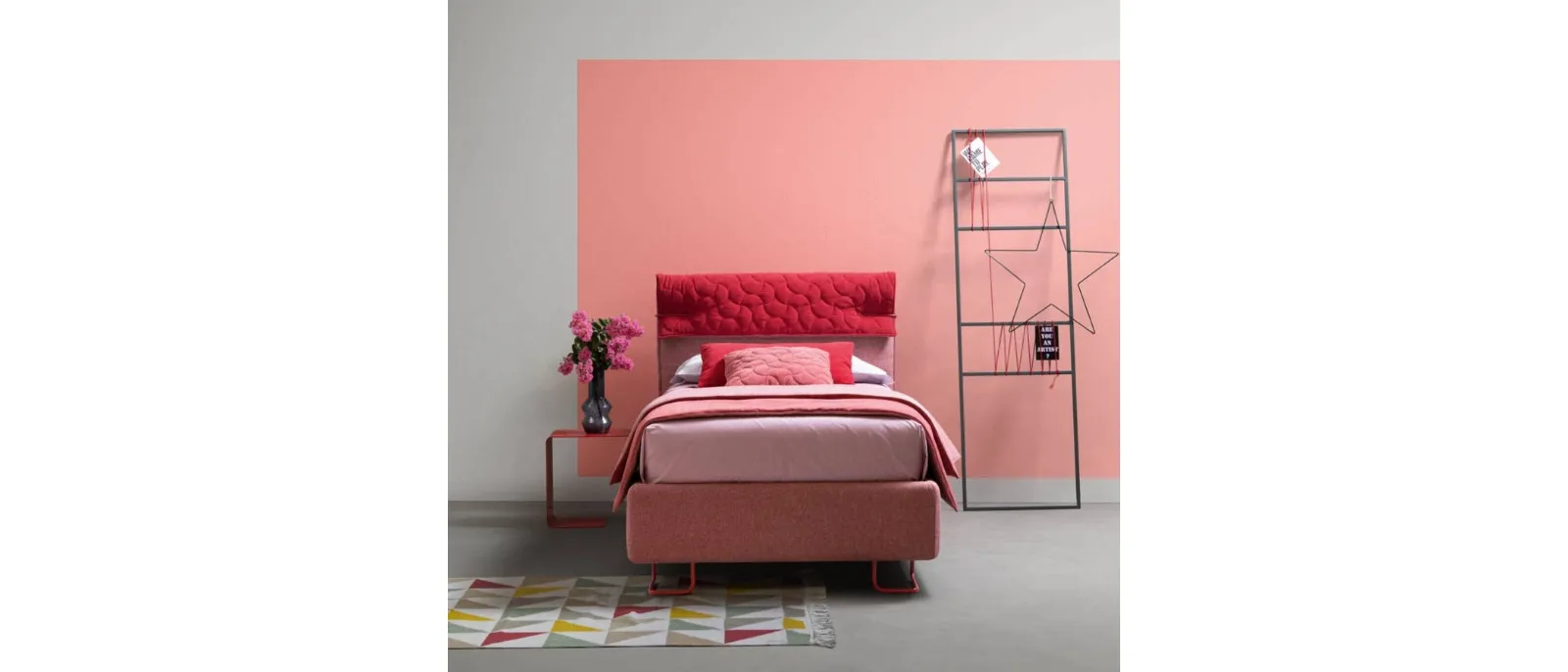 Letto singolo con testiera reversibile Clip di Bside