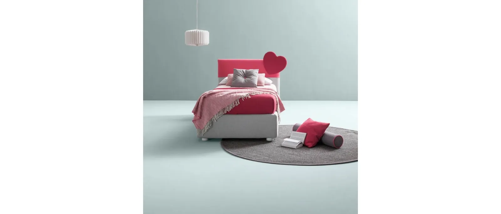 Letto singolo in tessuto con testiera con cuore Plain di Bside