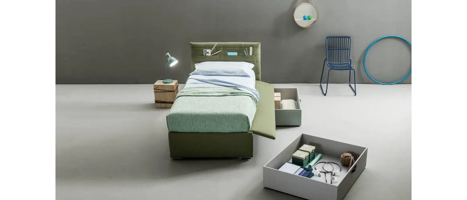 Letto singolo con cassetti contenitore Pocket di Bside