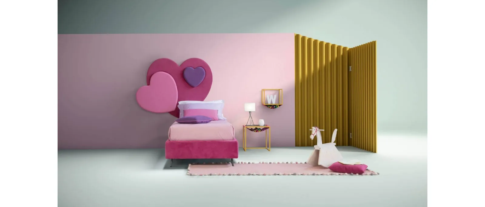 Letto moderno singolo con testiera a forma di cuore Sweet di Bside