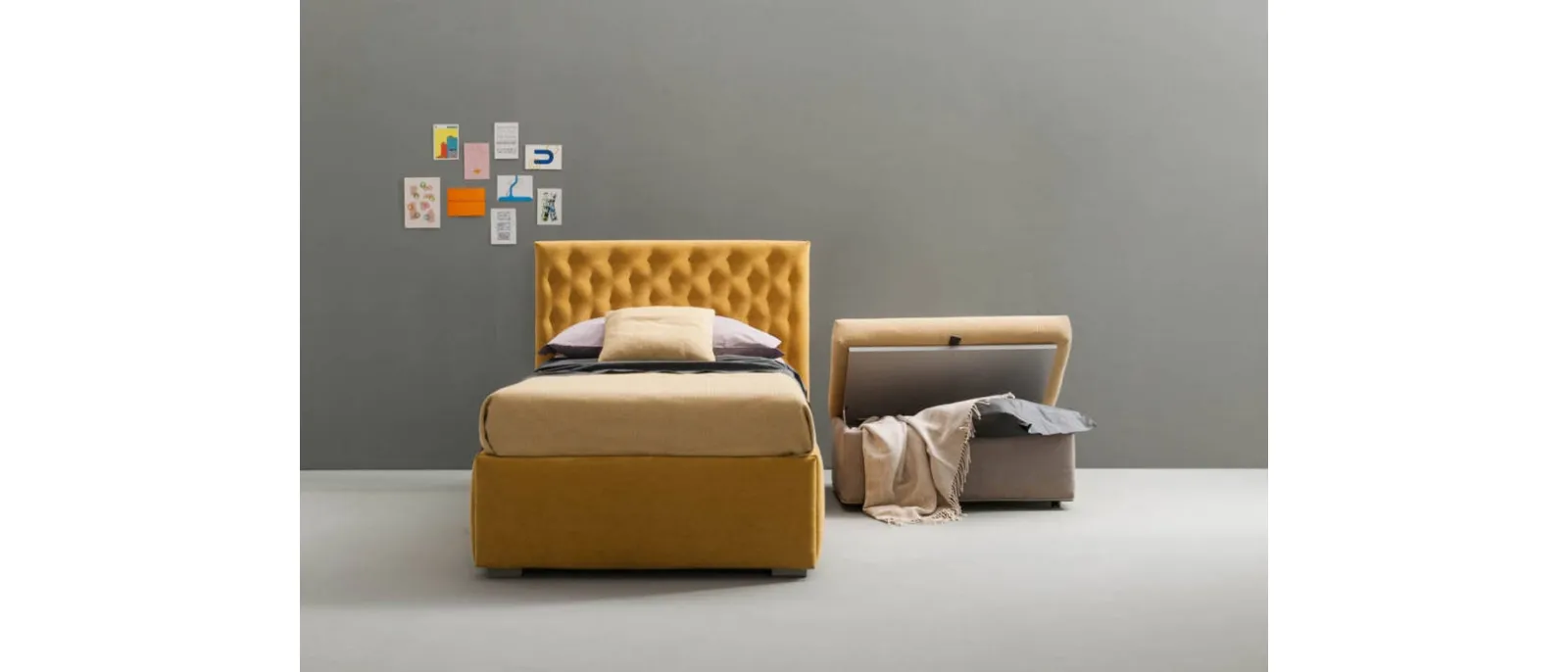 Letto trapuntato con contenitore estraibile Bubbles di Bside