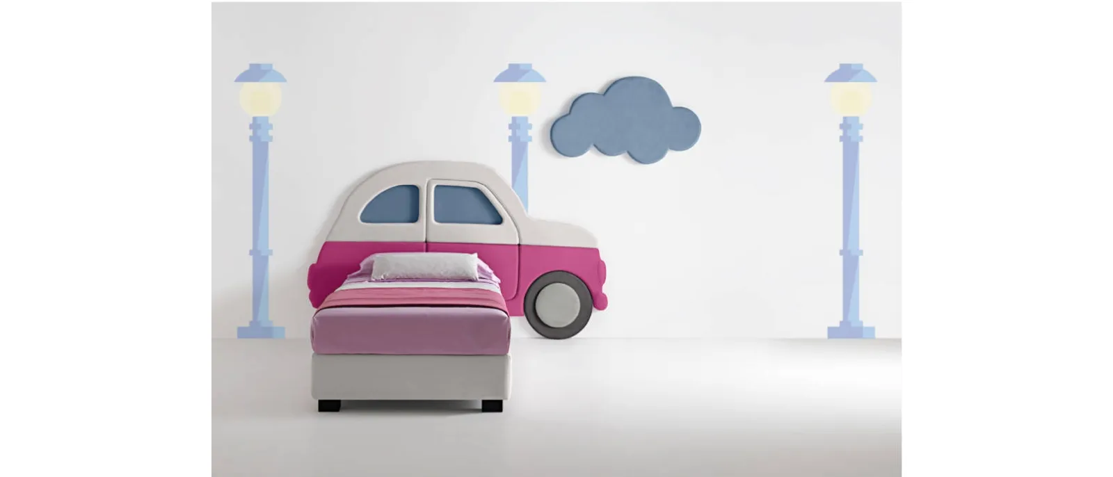 Letto moderno in tessuto per bambini Car di Bside