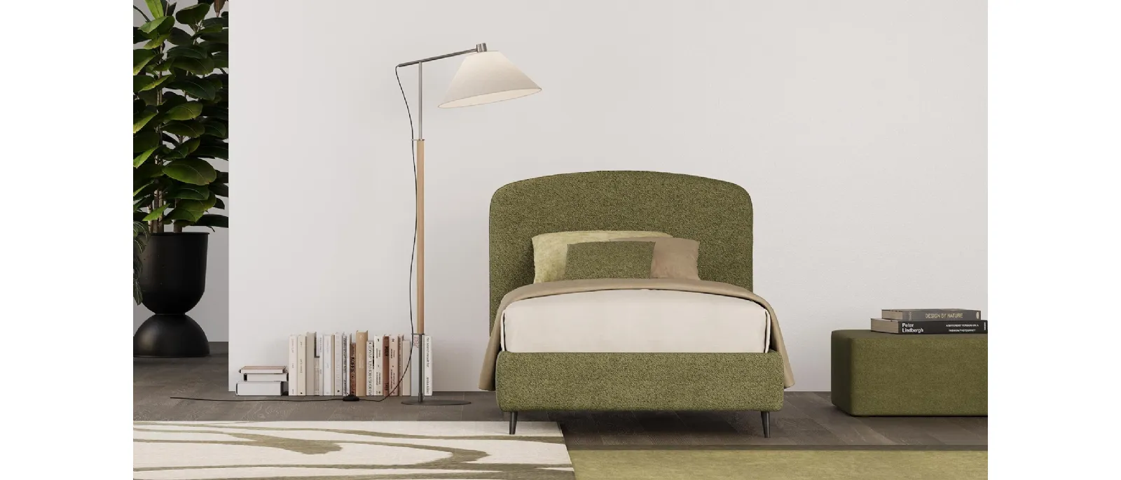 Letto singolo con testiera tonda Harry di Divaletti Home