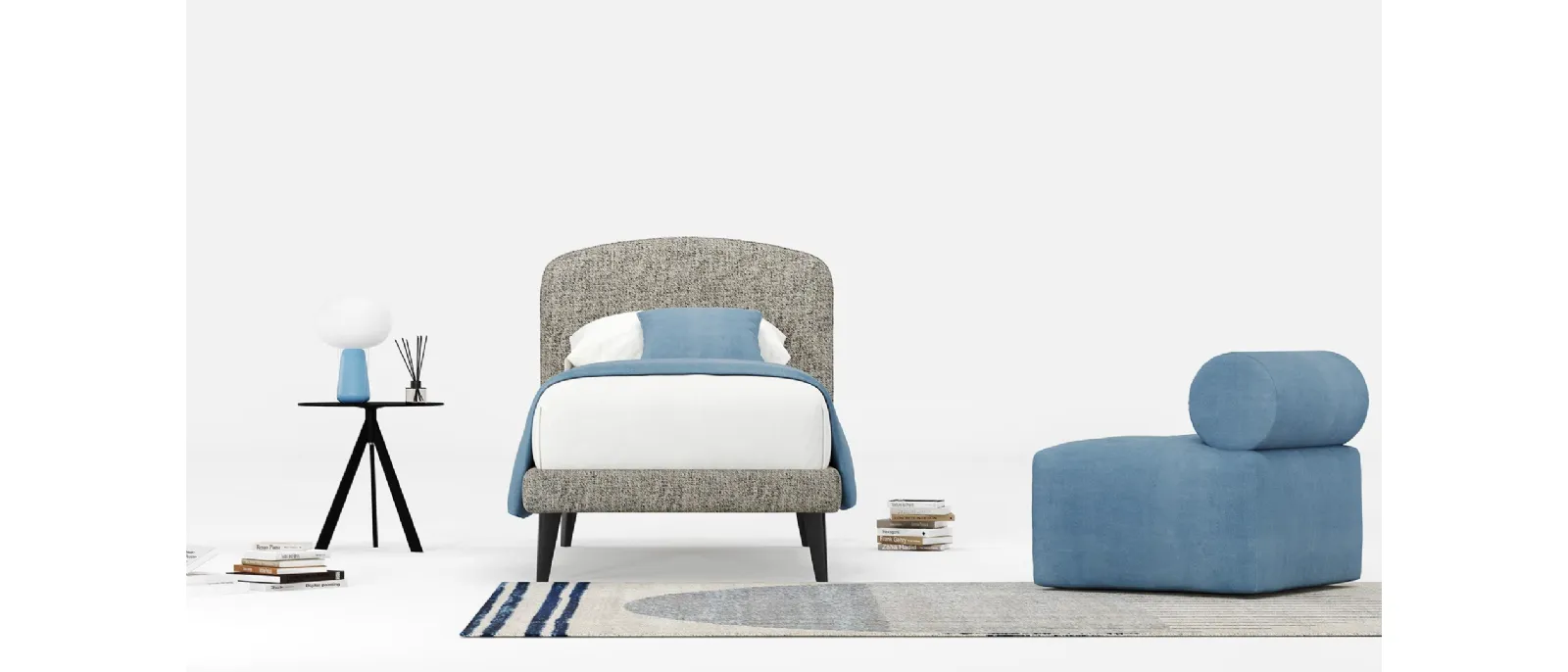 Letto singolo con testiera tonda Harry di Divaletti Home