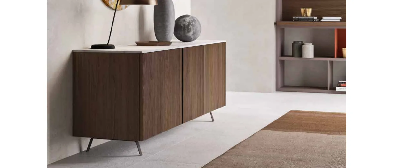Madia in frassino con base in marmo System Modulo 02 di Orme