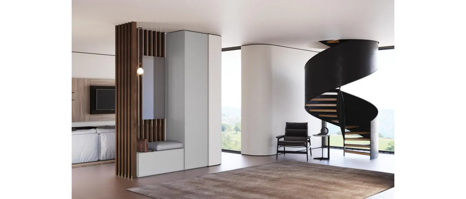 Mobile ingresso Type 01 in laccato opaco e legno di Rovere di Astor Mobili