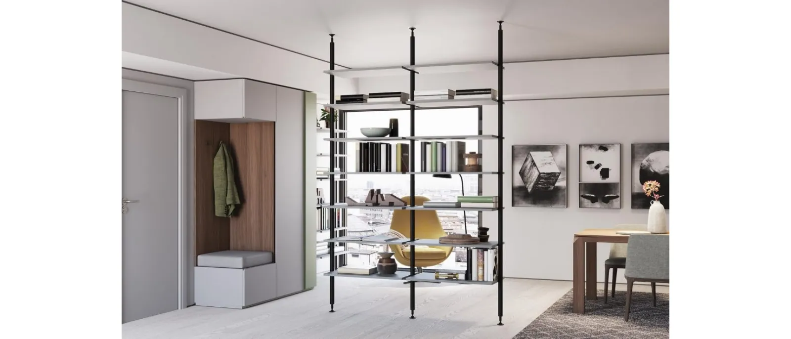 Mobile ingresso Type 06 in laccato opaco e Noce Canaletto di Astor Mobili