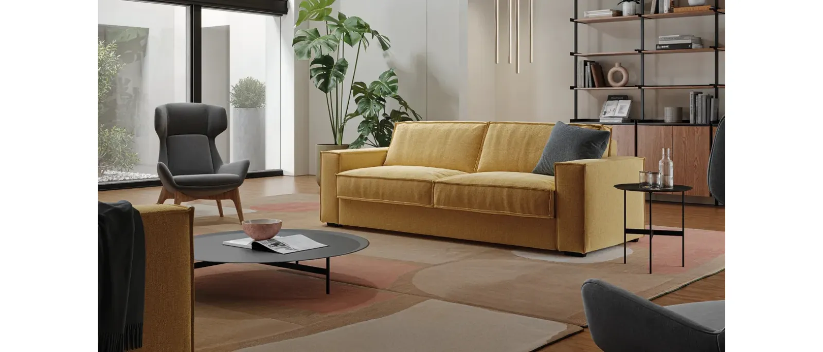Divano Letto lineare in tessuto Morgan di Family Bedding