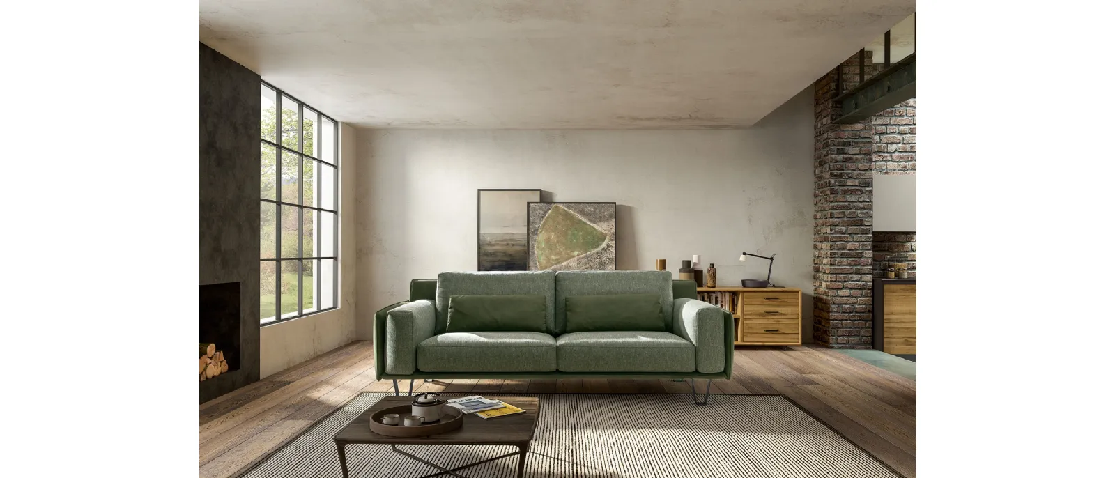 Divano lineare in tessuto Living Chic di Samoa