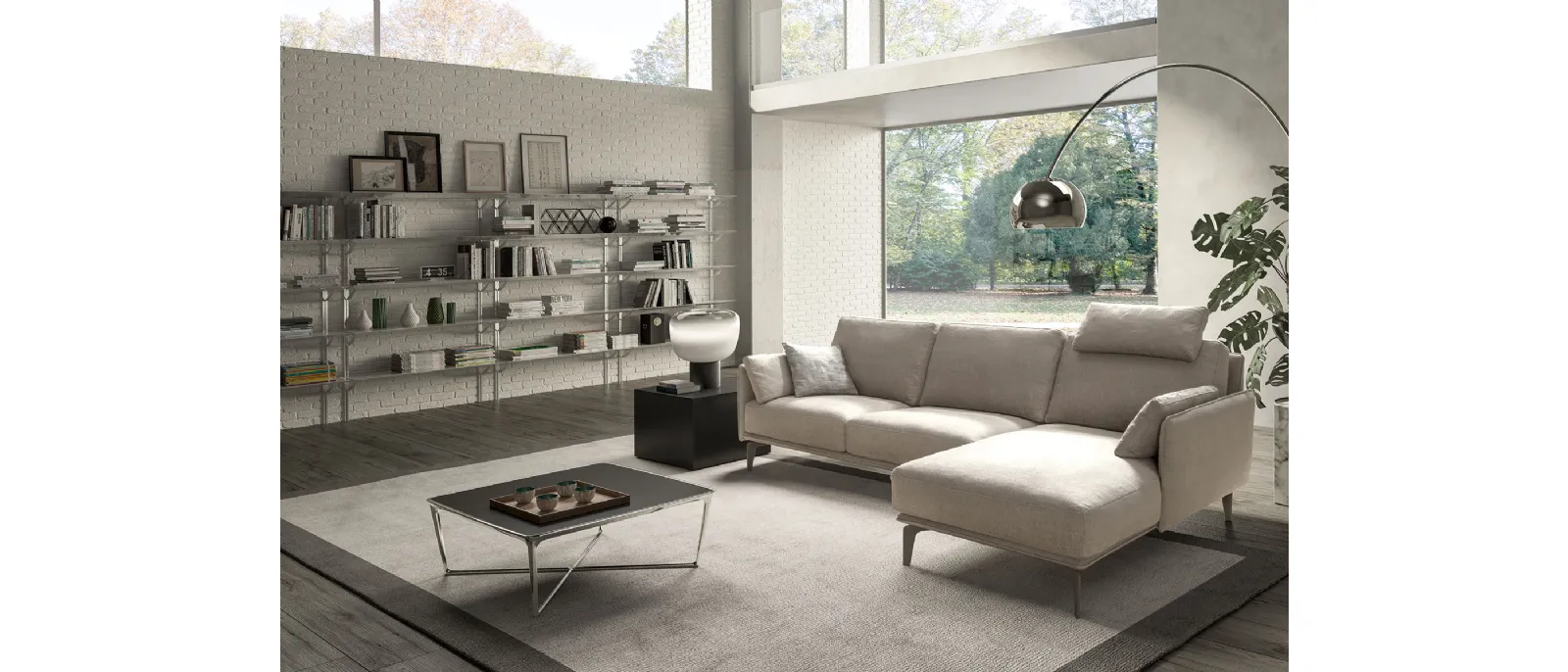 Divano moderno in tessuto con penisola Living Minimal di Samoa