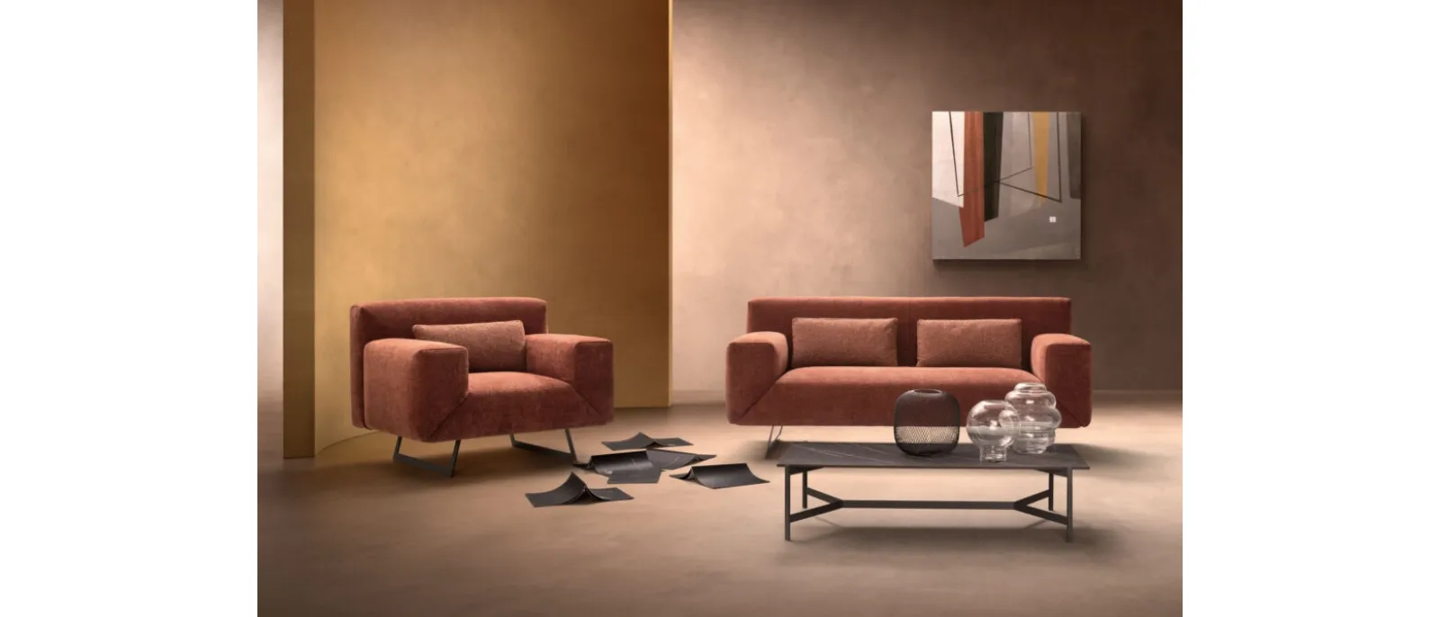 Divano lineare in tessuto Spin di Samoa