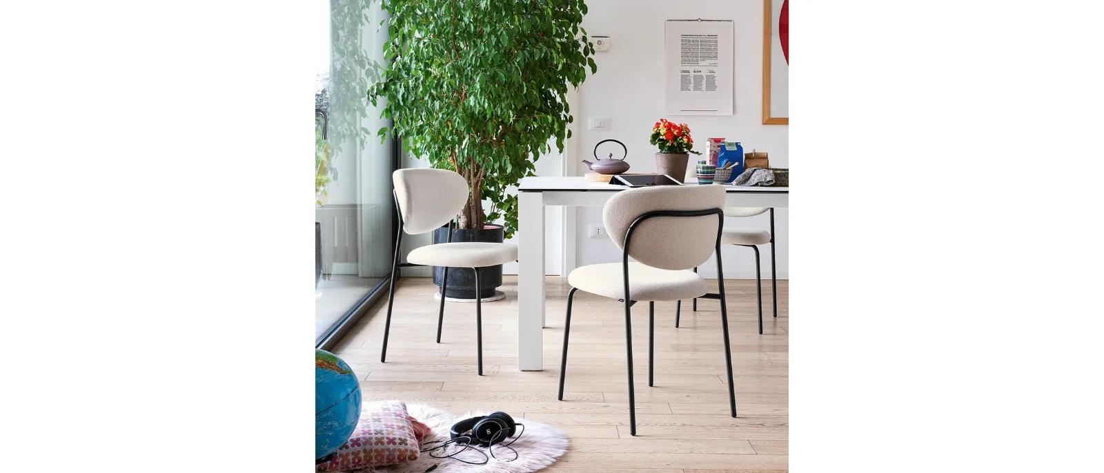 Sedia Cozy in tessuto imbottito di Connubia