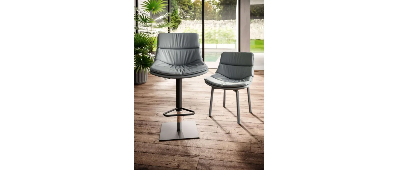 Sgabello in pelle Noa di Ozzio