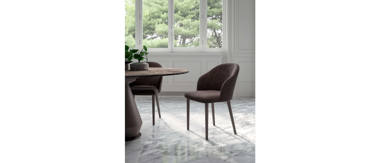 Sedia Zico in tessuto imbottito con gambe in Rovere di Ozzio