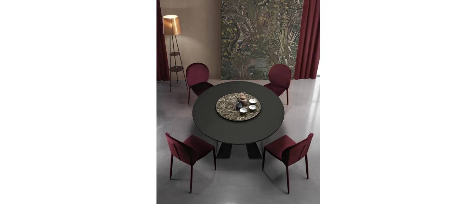 Tavolo rotondo con top in HPL e ceramica Dakota de Di Lazzaro