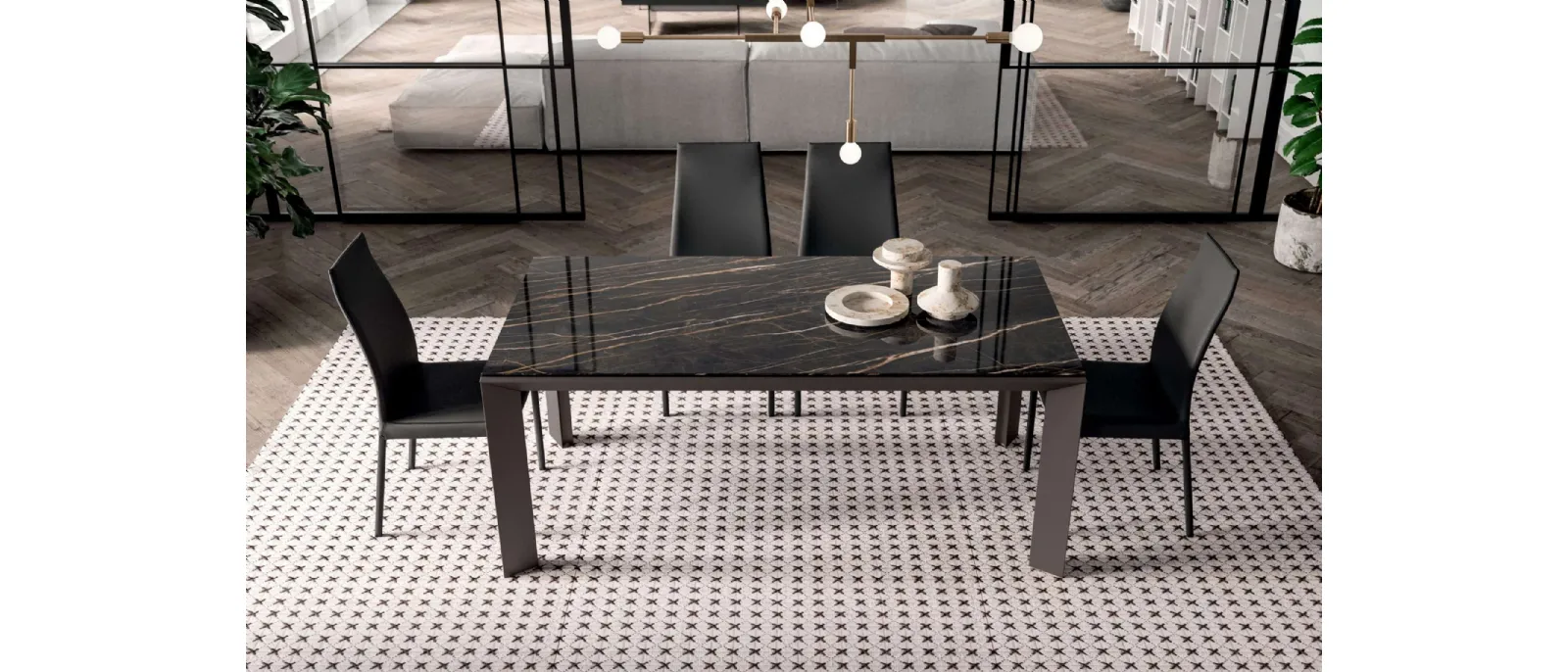 Tavolo rettangolare allungabile Metrò di Ozzio