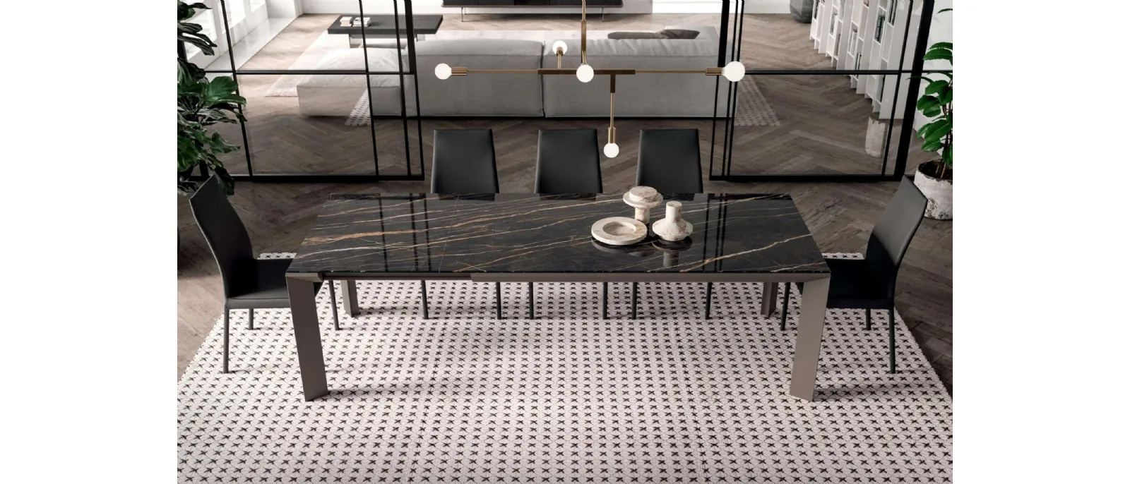 Tavolo rettangolare allungabile Metrò di Ozzio