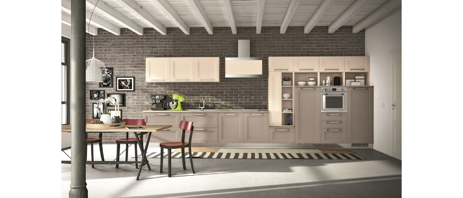 Cucina Classica lineare Alba 06 in legno laccato di Essebi