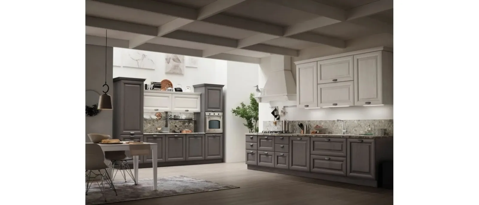 Cucina Classica Lola 02 in Grigio Antracite e Bianco Gesso di Arrex