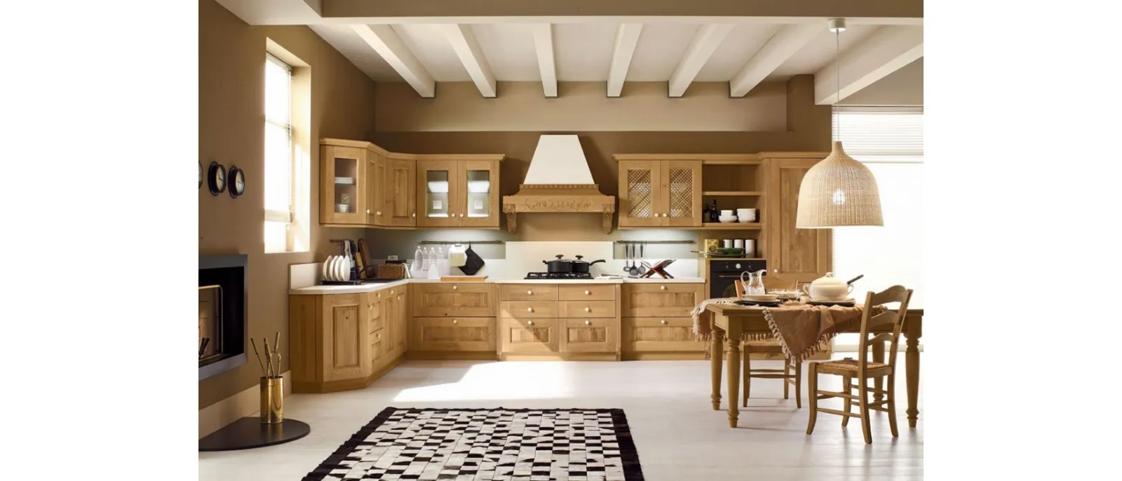 Cucina Classica angolare Carola 06 in Rovere Naturale di Arrex