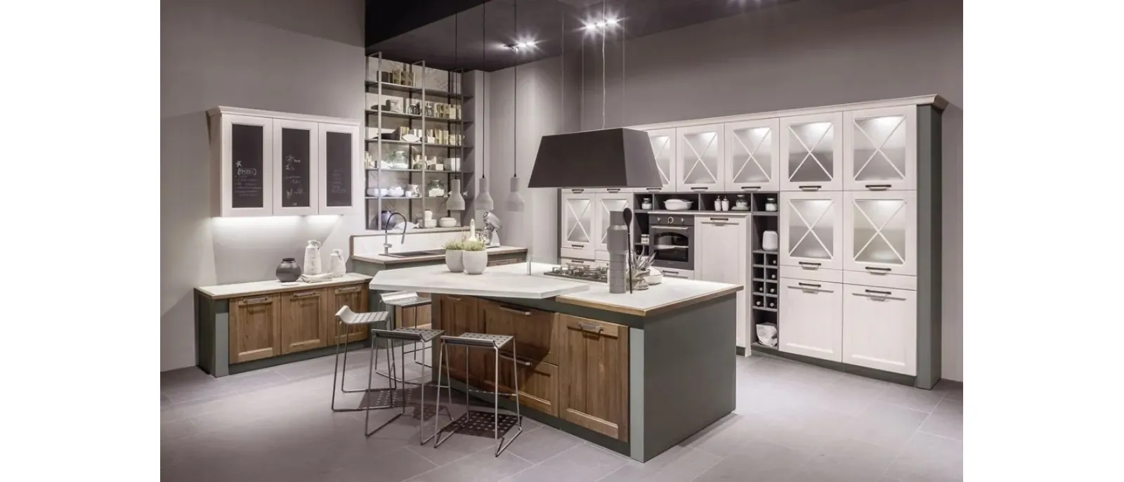 Cucina Classica in legno con isola Eva di Arrex