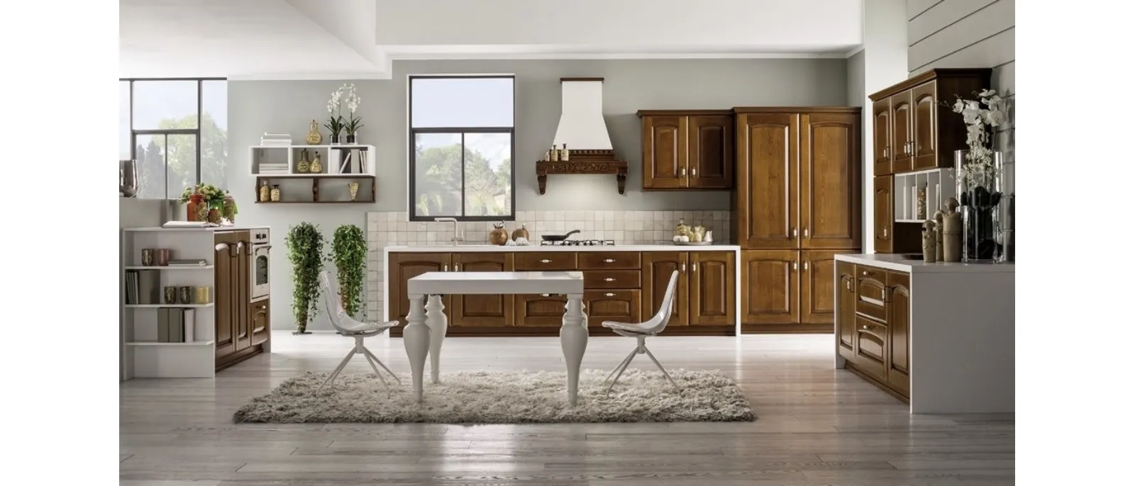 Cucina Classica lineare Magda in Legno Decapé Ciliegio di Arrex
