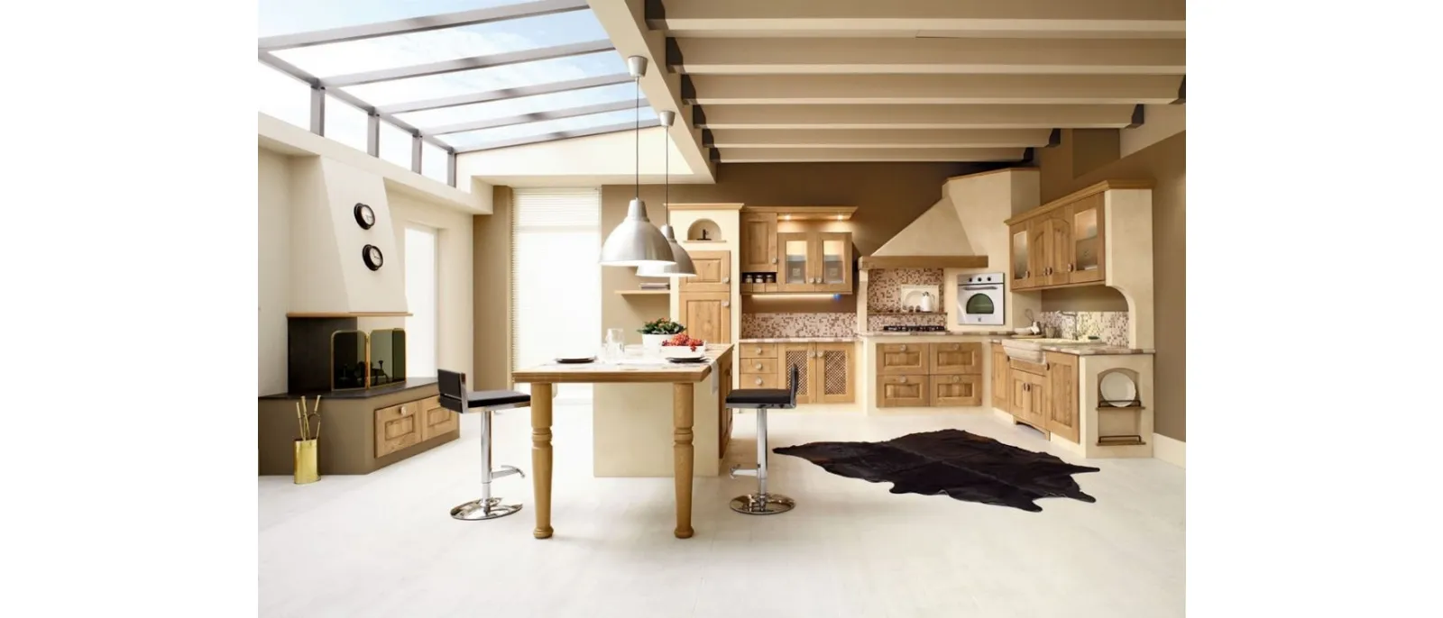 Cucina in Muratura con isola Carola in Rovere Naturale di Arrex
