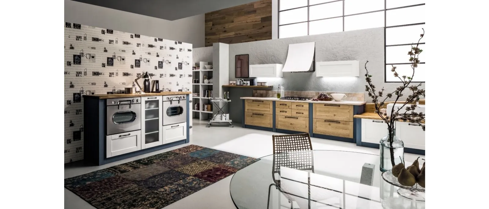 Cucina lineare in Muratura Curry in Rovere Naturale di Arrex