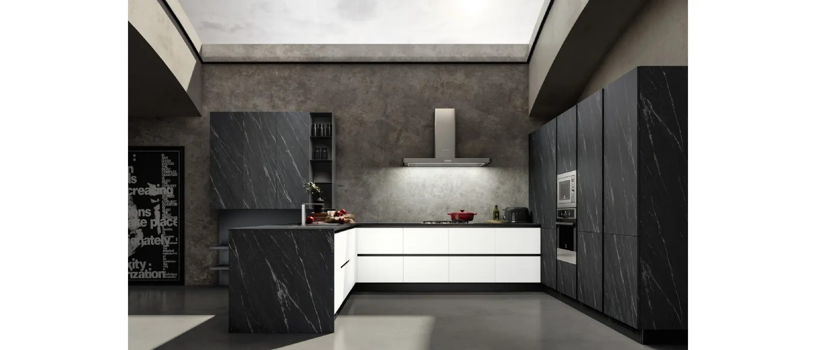 Cucina Moderna con penisola Accapielle composizione 02 Delight di Essebi