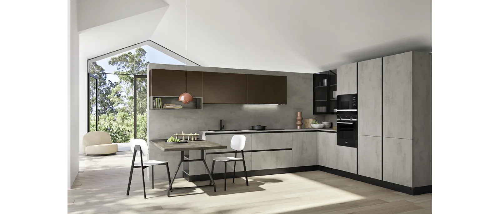 Cucina Moderna angolare con penisola Easy 010 di Ar-due