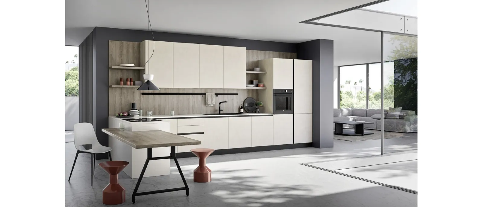 Cucina Moderna con penisola Easy 018 di Ar-due