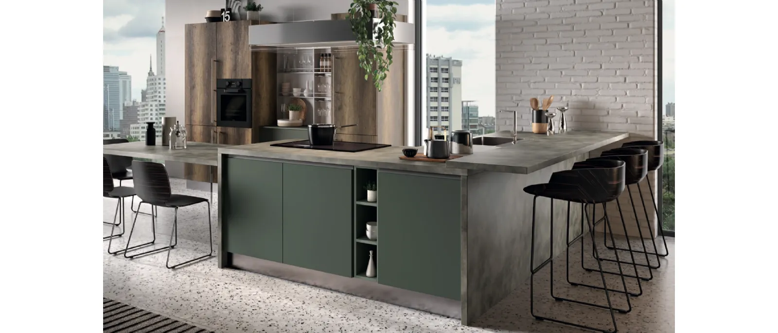 Cucina Moderna con penisola Azimut 02 di Essebi