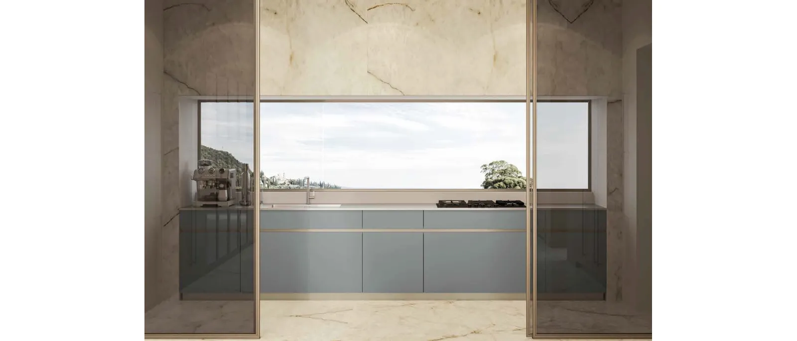Cucina Moderna lineare Daytona Natural di Arrex