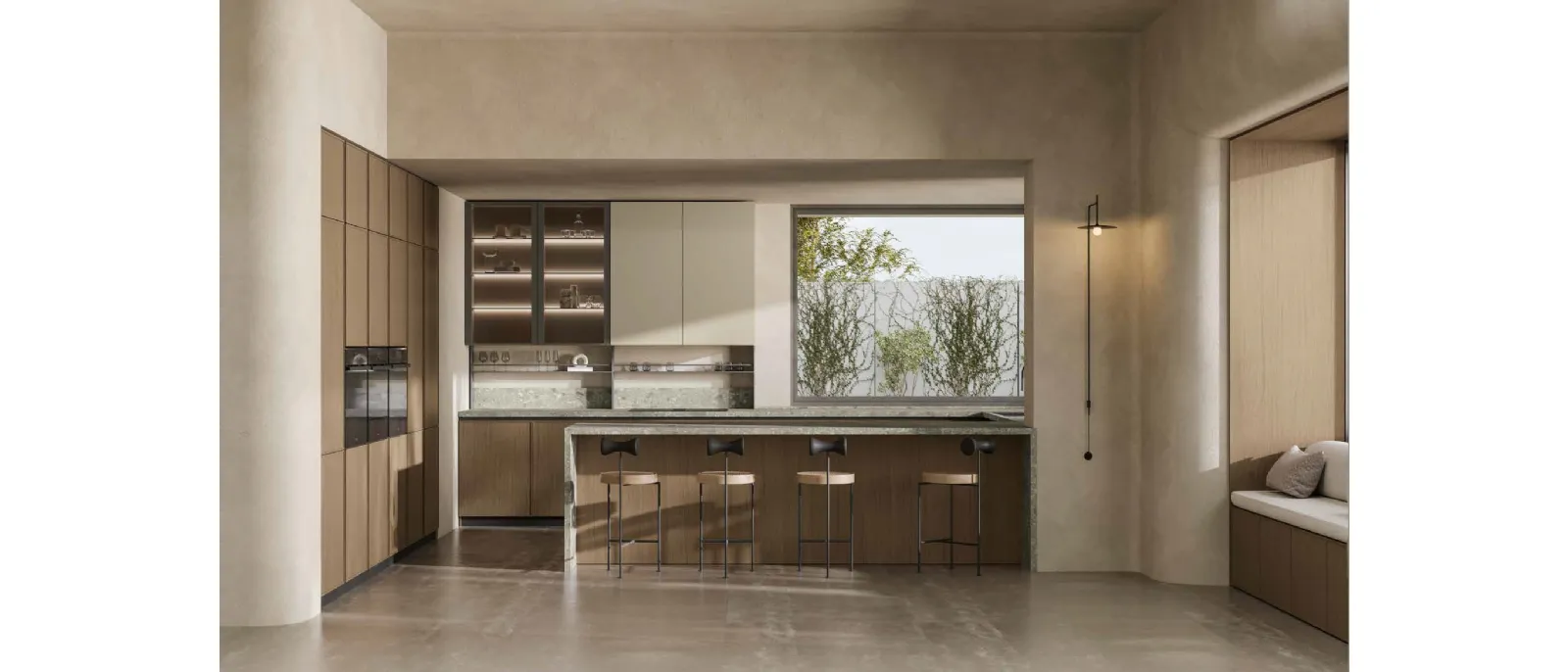 Cucina Moderna in rovere con penisola Daytona Sharing di Arrex