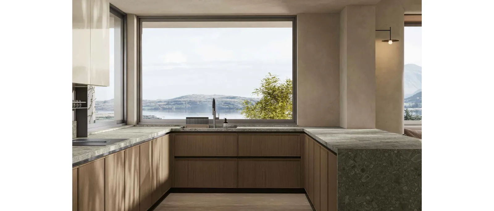 Cucina Moderna in rovere con penisola Daytona Sharing di Arrex