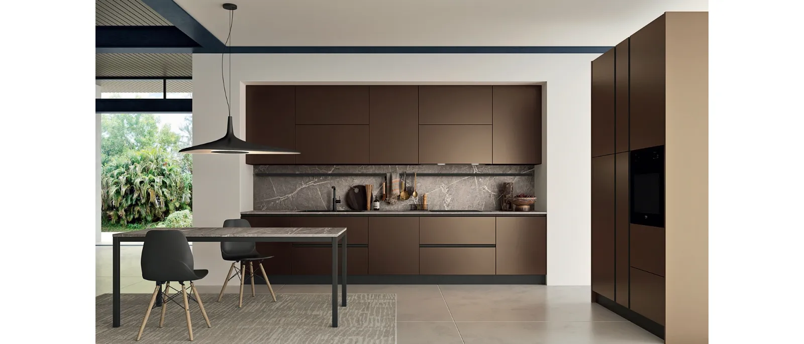 Cucina Moderna in linea in acciaio bronzato Easy 004 di Ar-due