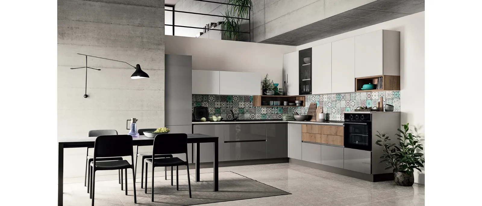 Cucina Moderna ad angolo in laccato lucido Easy 011 di Ar-due