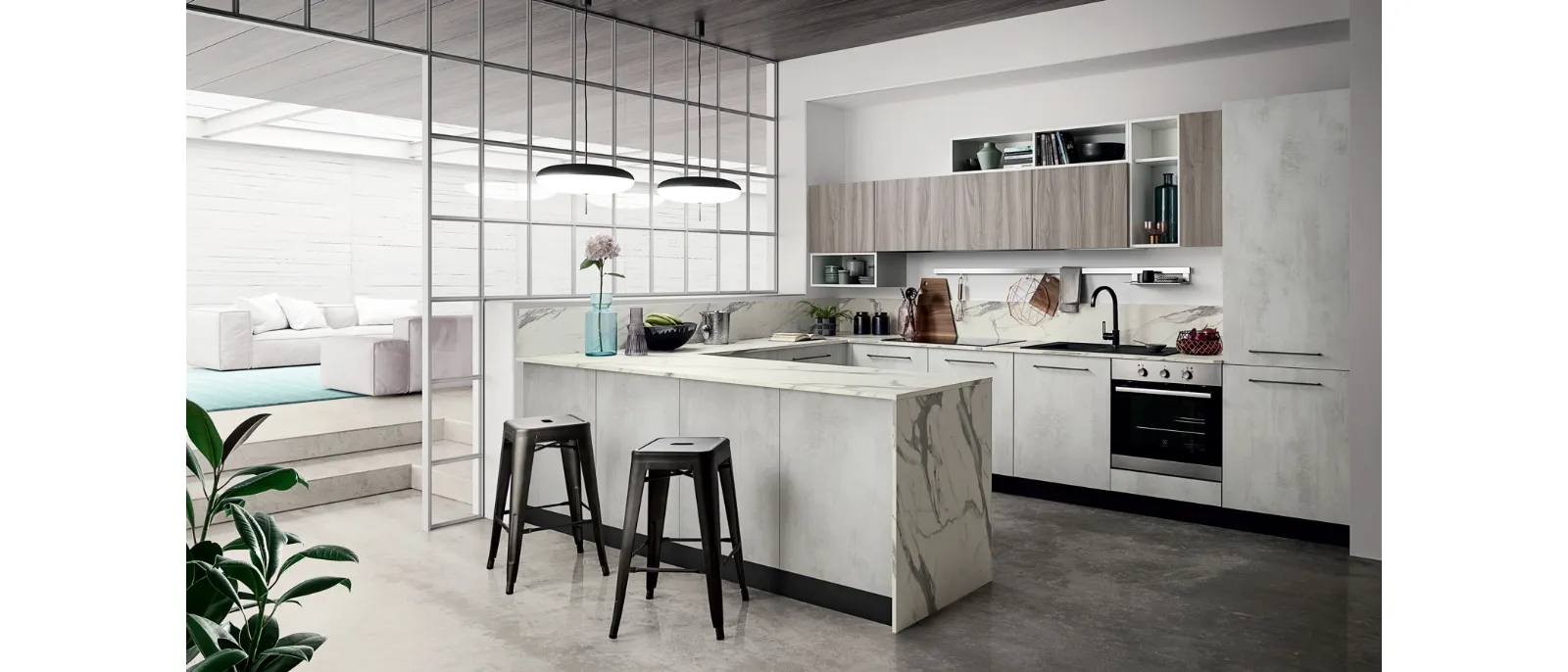 Cucina Moderna con penisola Easy 026 di Ar-due
