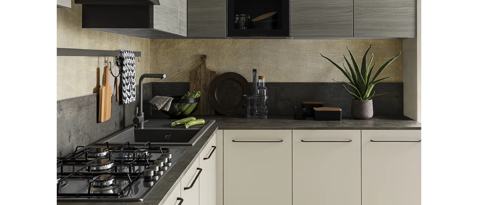Cucina Moderna in Pet Crema Easy 031 di Ar-due