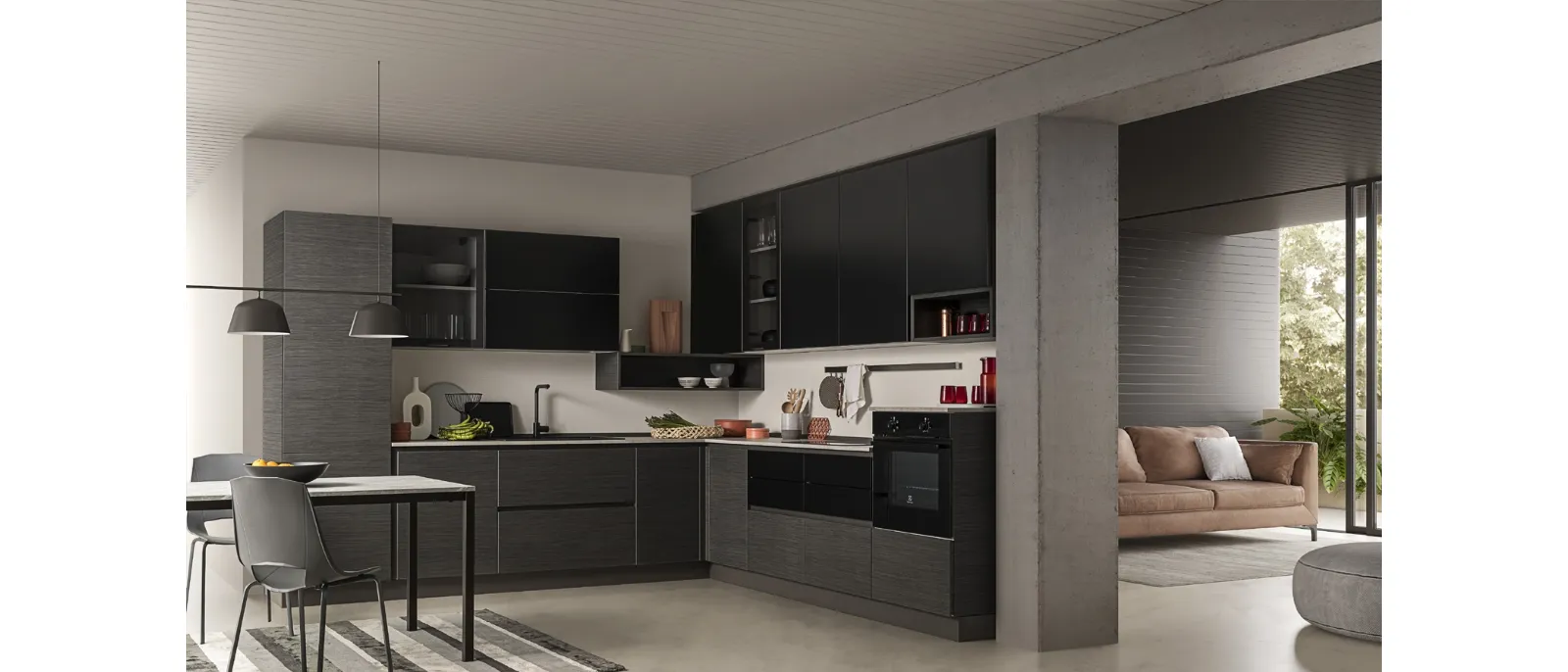Cucina Moderna in melaminico ad angolo Easy 033 di Ar-due
