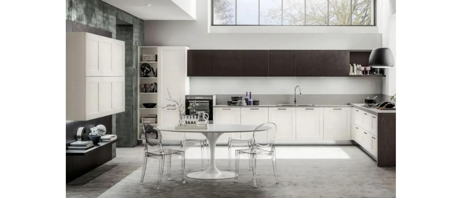 Cucina Moderna angolare Fiorella 02 in laminato bianco di Arrex