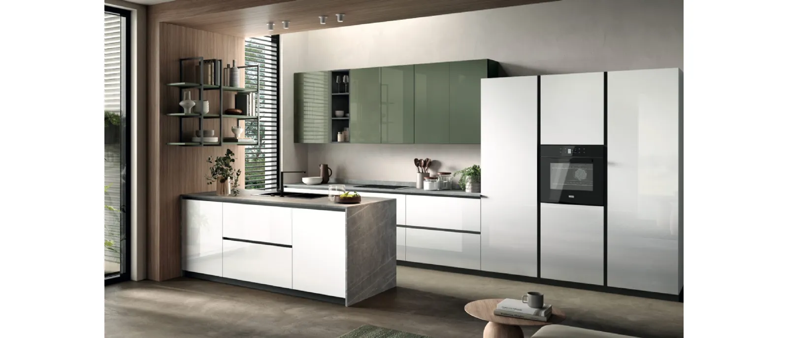 Cucina Moderna con penisola Gloss 01 di Essebi
